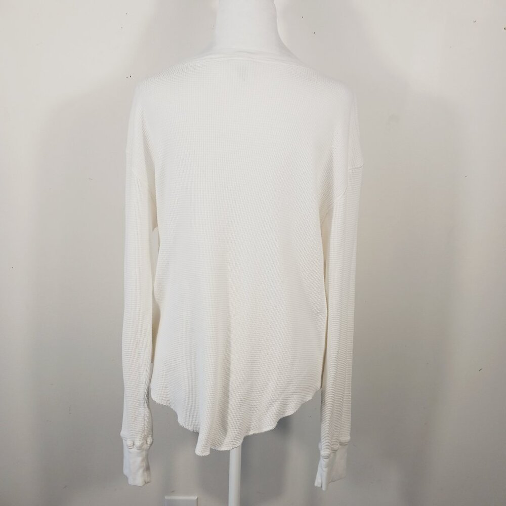 LETLUV Anthropologie MED, Off White Thermal With Gray Lightening Bolt Graphic - Picture 5 of 15